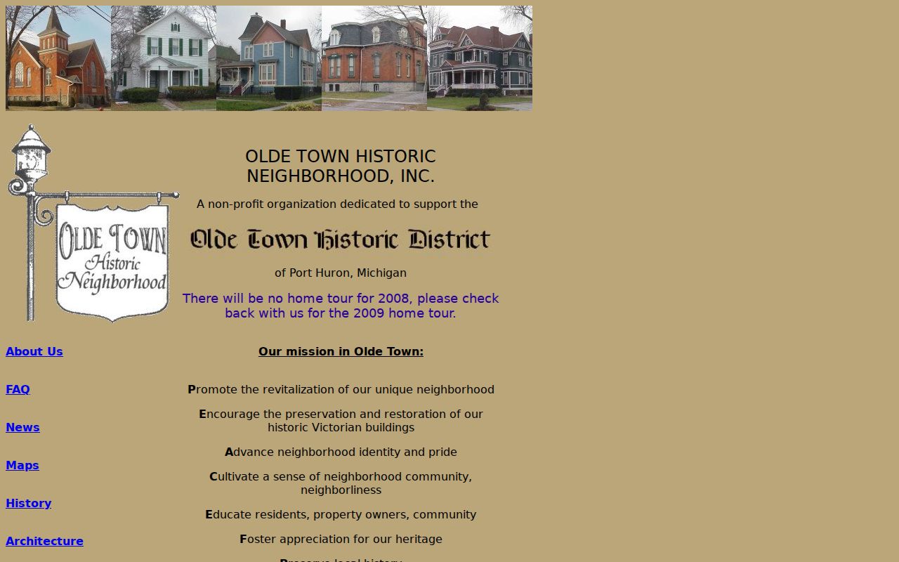 Port Huron neighbors Olde Town neighborhood association and local-history page