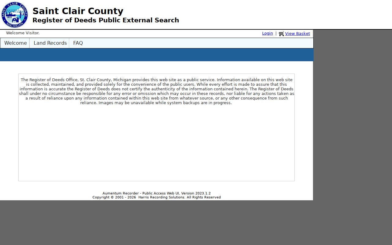Port Huron street directory St. Clair County recorder public deeds portal