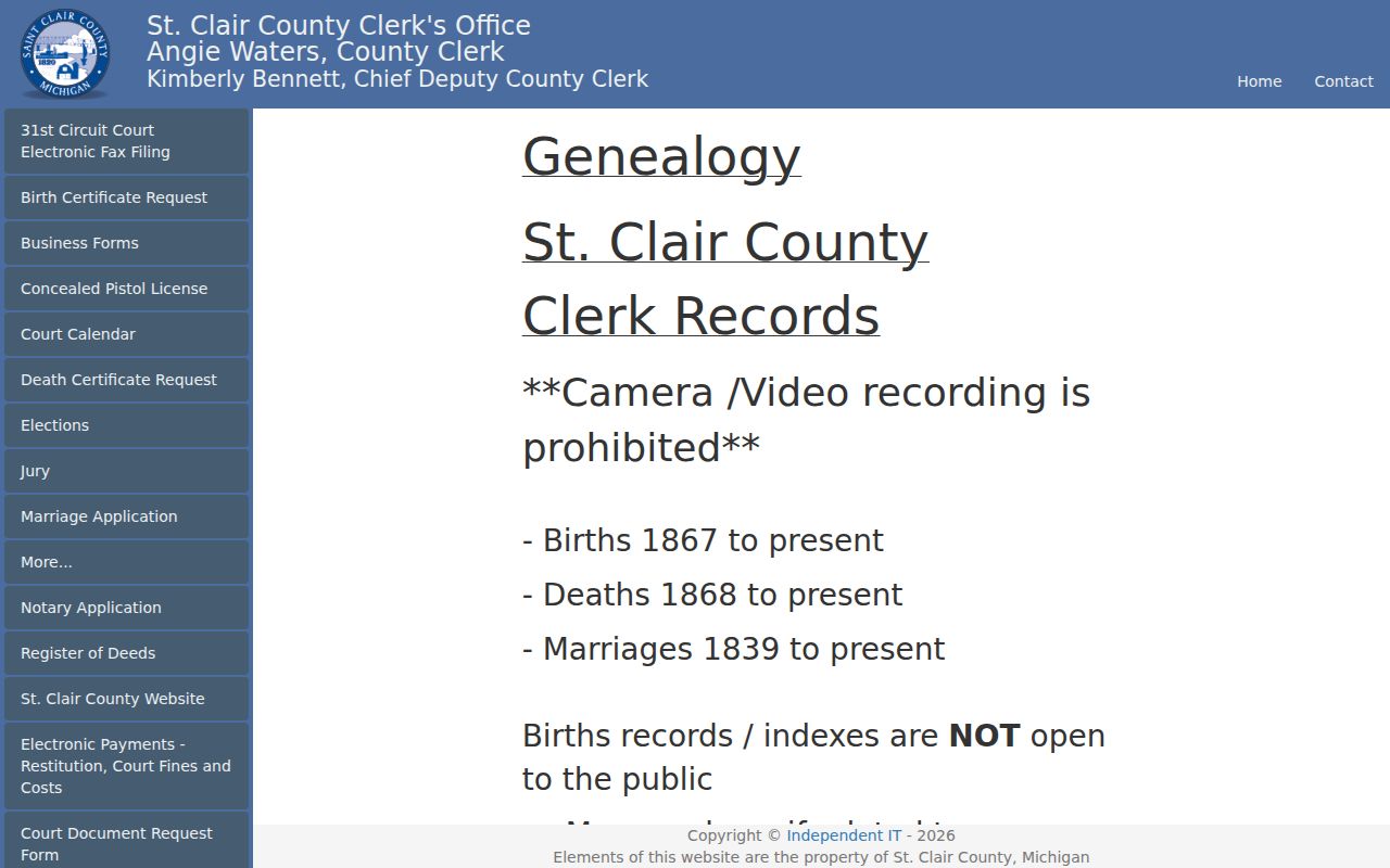 Port Huron resident lookup St. Clair County genealogy access notice