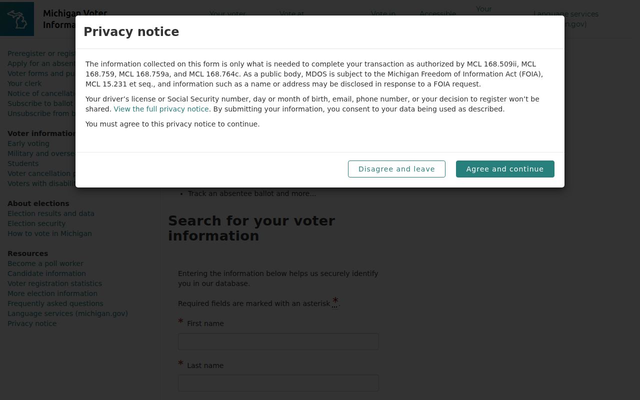 Port Huron residents directory Michigan voter information center name search